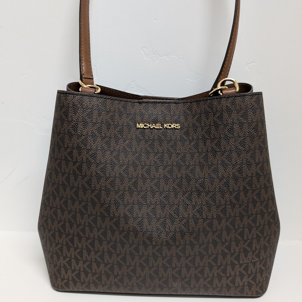 Michael Kors Brown Shoulder Bag with Monogram Design